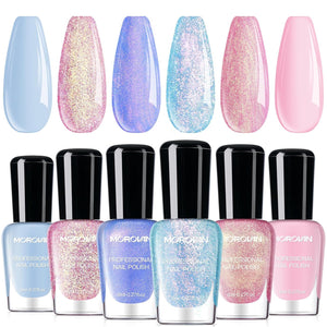 Morovan Holographic Nail Polish Set: Metallic Ombre Quick Air Dry Gift Set