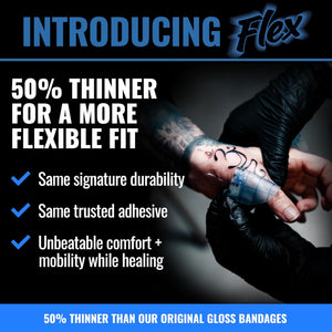 Saniderm - Flex Tattoo Aftercare Bandage Roll - Ultra-Flexible, Waterproof, Sterile Tattoo Wrap for Fast Healing & Protection - 8" x 8 yd