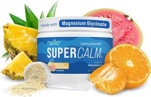Nello Supercalm Powdered Drink Mix, Cortisol Reducer and Sleep Aid Supplement, L Theanine, Ksm-66 Ashwagandha, Magnesium Glycinate, Vitamin D 3, No Sugar, Non GMO, On The Go, 20 Ct, Honeydew Melon