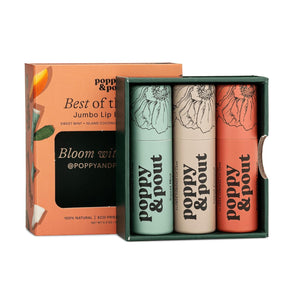 Jumbo Lip Balm Gift Set (3-Pack, Warm Flavors) | Poppy & Pout All Natural Lip Balms & Moisturizers | Hydrates with Beeswax, Vitamin E, Organic Coconut Oil | Cruelty-Free | Recyclable Cardboard Tube