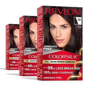 Revlon ColorSilk with Bond Repair Complex, Black Permanent Hair Color, 100% Gray Coverage, Ammonia Free Hair Dye, Vegan Keratin, 10 Black (Pack of 3)