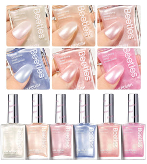 Beetles Jelly Nail Polish Set,6 Colors Pink Nude Jelly Quick Dry Nail Polish Fingernail Fast Drying & Long Lasting Nail Strengthener Polish Gifts for Women