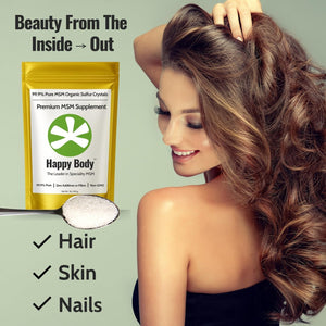 Organic Sulfur Crystals | 99.9% Pure MSM | Joints, Hair & Skin | 1 Pack | Organic Sulfur Crystals | 99.9% Pure MSM | Joints, Recovery, Hair, Skin & Much More | 100% Additive-Free | By Happy Body™