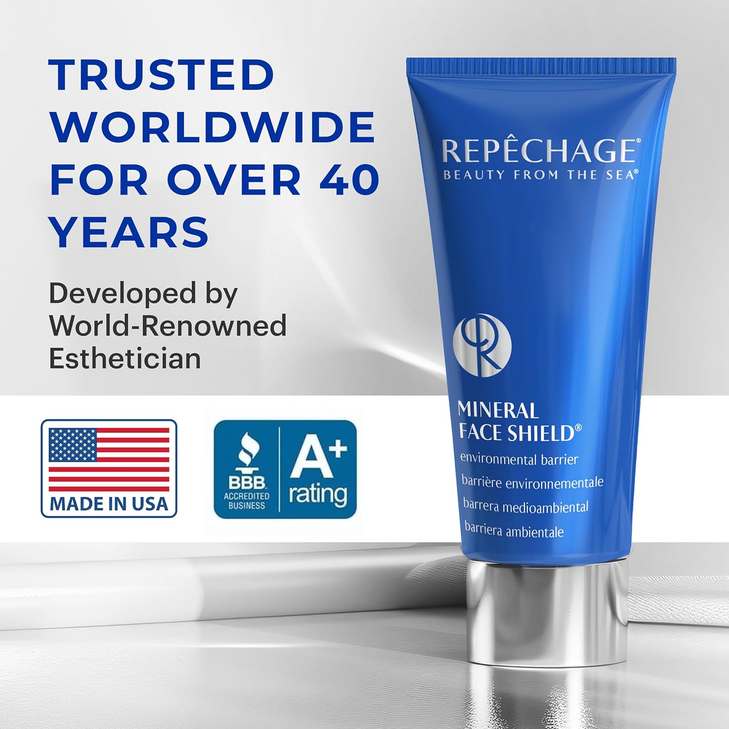 Repêchage Mineral Face Shield Environmental Protection – Silky Matte Finish Daily Face Shield with Seaweed & Botanical Extracts – Lightweight Skin‑Friendly Formula for All Skin Types – 2 oz / 60 mL
