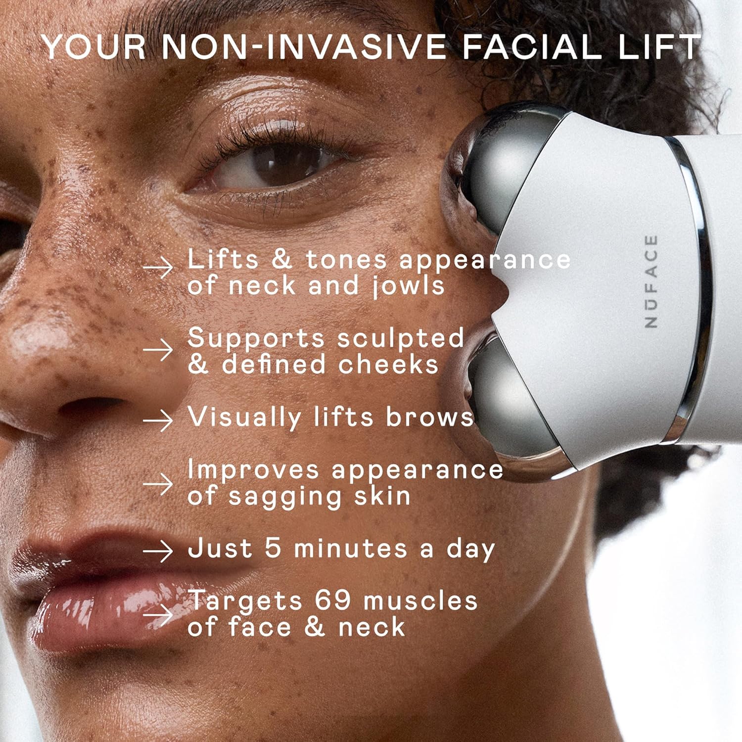 NUFACE Trinity+ Microcurrent Facial Device + LED Red Light Wrinkle Reducer, FDA-Cleared - Red Light Therapy for Face & Neck, Enhances Radiance & Reduces Fine Lines - Skin Tightening & Lifting
