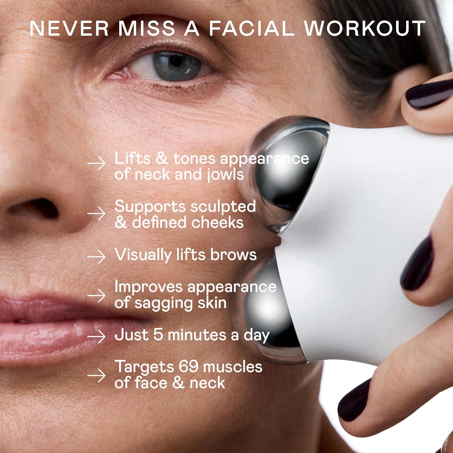 NUFACE MINI+ Microcurrent Face Massager Device, FDA-Cleared - Neck & Facial Sculpting Tool for Skin Tightening, Contouring, Depuffing, Toning & Support Lymphatic Drainage + Activator Gel, Violet Dusk