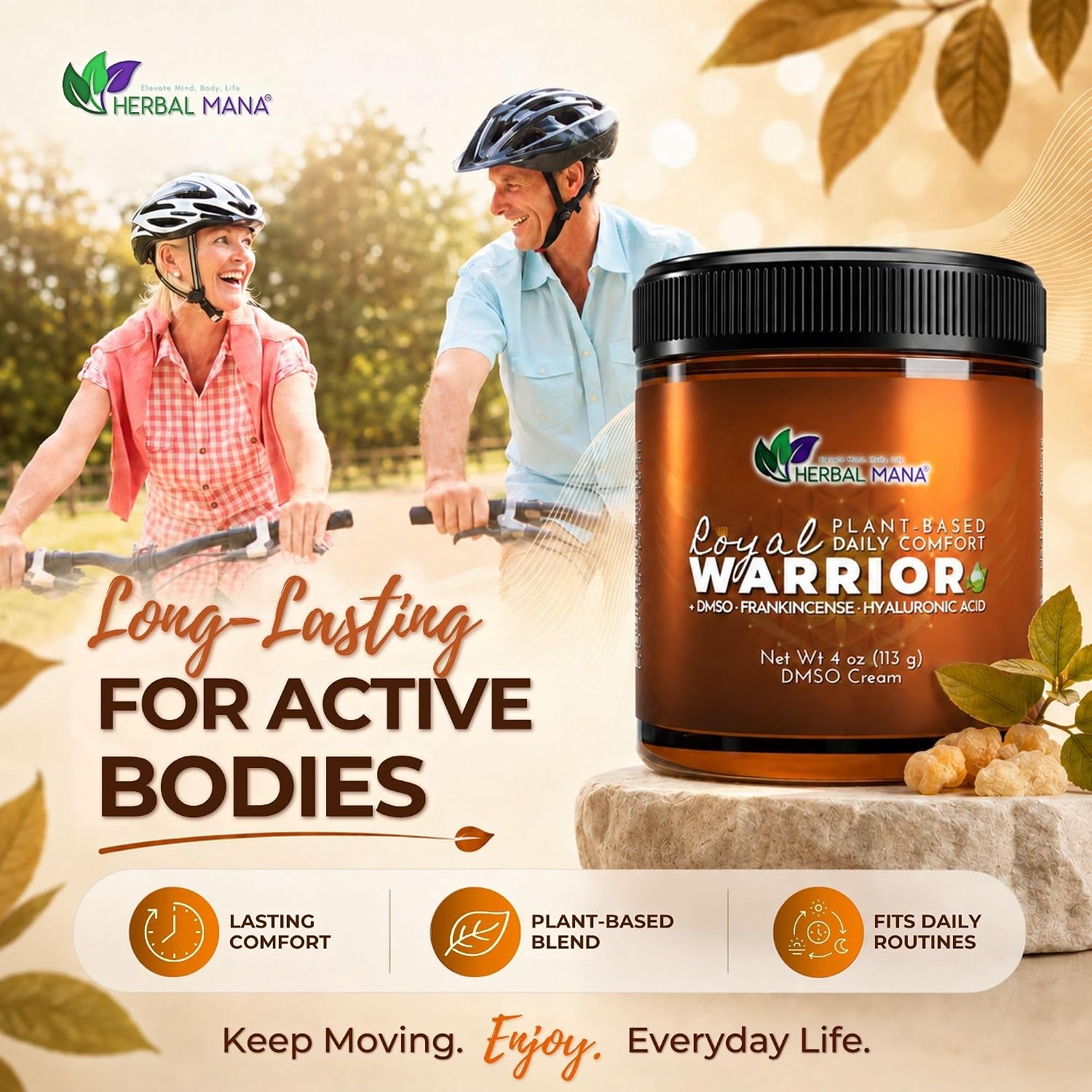 Herbal Mana Frankincense DMSO Body Cream with Magnesium & Hyaluronic Acid | Royal Warrior