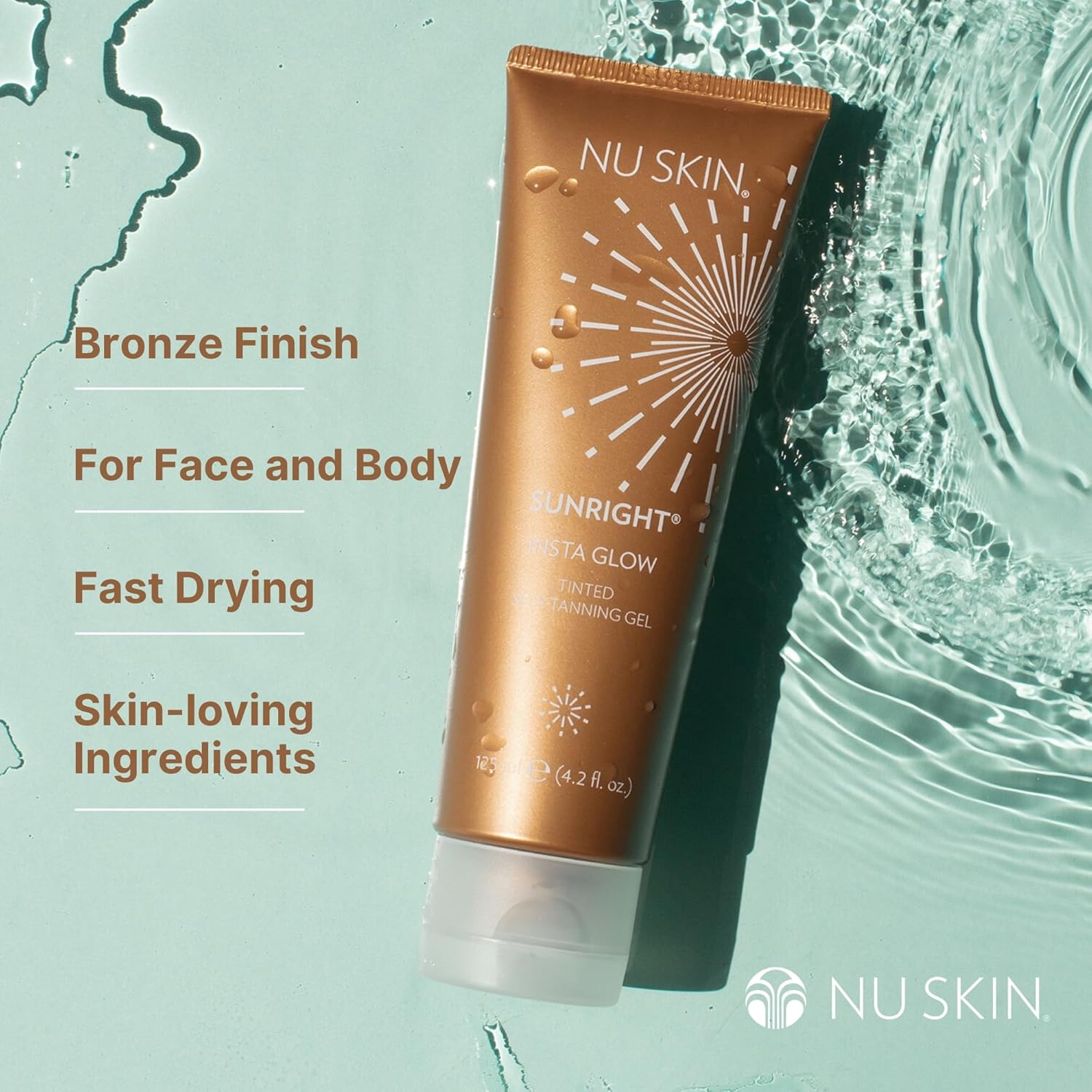 Nu Skin Sunright Insta Glow Self Tanner Gel | Natural Summer Tan for Face & Body | Beauty & Skin Care | Vitamin E & Avocado Oil | Natural Body Bronzer with DHA & Amino Acids | 4.2 oz | 1 Pack