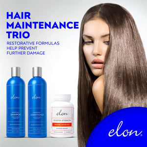 Elon Complete Care Kit for Thinning Hair – Elon Essential Shampoo & Conditioner Set + R3 Extra Strength Hair Growth Supplement – NO Sulfates, Parabens or Phthalates
