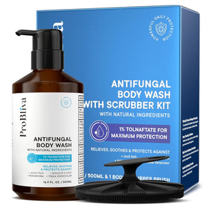 Antifungal Body Wash Treatment Soap – Antibacterial Wash for Jock Itch, Ringworm, Back Acne, Tinea & Foot Odor – Medicated Skin Relief Cleanser Gel with Tea Tree Oil & Tolnaftate for Men and Women