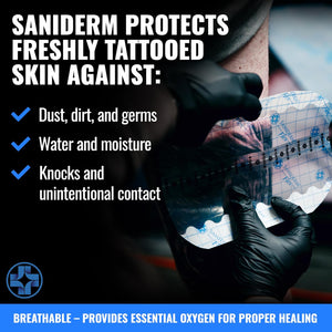 Saniderm - Flex Tattoo Aftercare Bandage Roll - Ultra-Flexible, Waterproof, Sterile Tattoo Wrap for Fast Healing & Protection - 8" x 8 yd