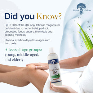 Health and Wisdom Pure Magnesium Gel with Seaweed Extract and Aloe Vera - Topical Muscle & Joint Relief- Natural and Pure Skin & Scalp Moisturizing - Enhanced Absorption - 64 Fl oz