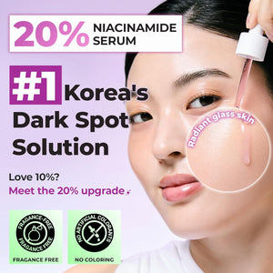 JUMISO 20% Niacinamide Dark Spot Serum 2-Pack, TXA + Glutathione, Korean | High-strength brightening for dark spots & uneven tone, Centella-soothed. Non-pilling water-gel; two 40ml bottles, vegan.