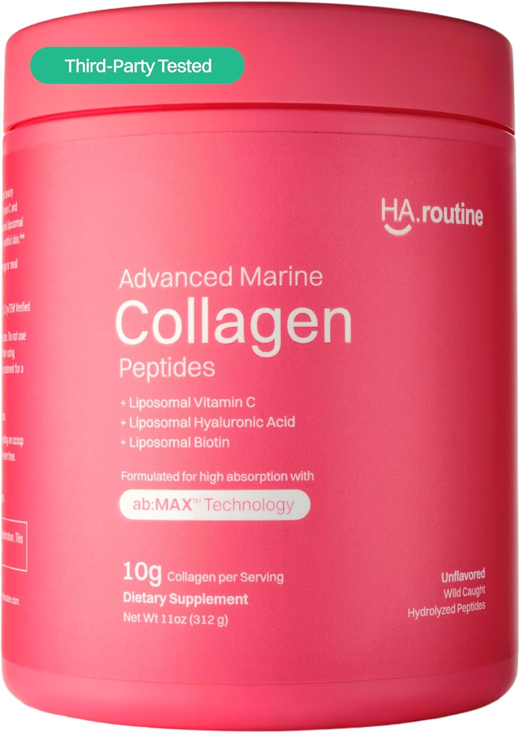 Haroutine Advanced Marine Collagen Powder Plus Liposomal Vitamin C, Hyaluronic Acid & Biotin, Sugar-Free Type I Collagen Supplement for Skin, Hair, Nails, Joint & Gut Health - 30 Servings, Unflavored