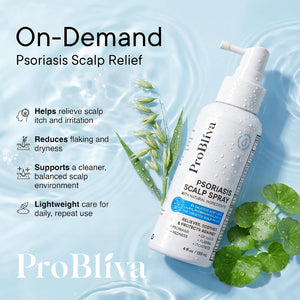 ProBliva Psoriasis Scalp Spray – Scalp Treatment for Psoriasis, Dandruff & Seborrheic Dermatitis – On-Demand Itch Relief – Helps Reduce Flaking & Dryness – Lightweight & Non-Greasy (4 fl oz)