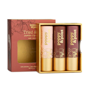 Poppy & Pout All Natural Lip Tints, Sustainable Cardboard Tubes, Hand-filled, Beeswax, Vitamin E, Coconut Oil, Cruelty Free (10pk Premium Gift Set)