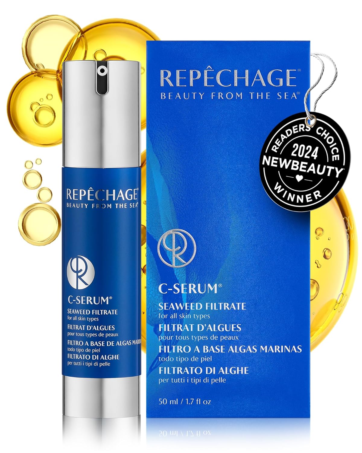 Repechage C Serum Seaweed Face Serum – Antioxidant & Vitamin-Rich Daily Hydration for All Skin Types – Lightweight, Silky, Fast-Absorbing Texture for Soft, Smooth, Supple Skin – 50 mL / 1.7 fl oz