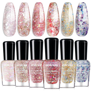 Morovan Holographic Nail Polish Set: Metallic Ombre Quick Air Dry Gift Set