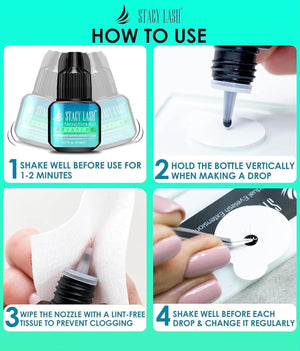 STACY LASH Extra Strong Evolution Advanced Eyelash Extension Glue (0.17fl.oz/5ml)/ 1Sec Dry /6Weeks Retention/Black Adhesive/Lash Tech Supplies