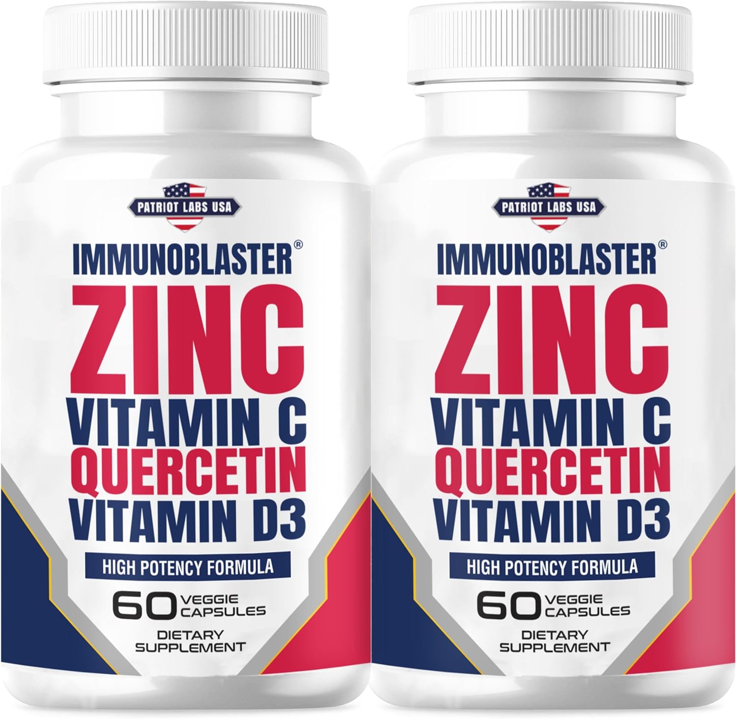 (2 Pack) Zinc Quercetin Vitamin C 800 mg with Vitamin D3 Antioxidant Immune Support High Potency Quercetin Zinc Supplement for Men and Women - Gluten, Soy, & Dairy Free - 120 Count (Twin Pack)
