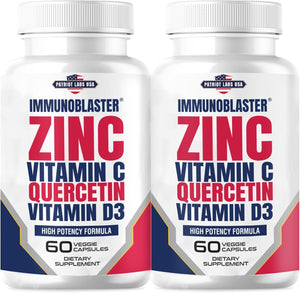 (2 Pack) Zinc Quercetin Vitamin C 800 mg with Vitamin D3 Antioxidant Immune Support High Potency Quercetin Zinc Supplement for Men and Women - Gluten, Soy, & Dairy Free - 120 Count (Twin Pack)