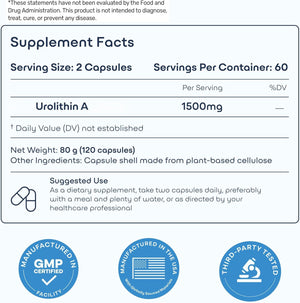 GreenLab Urolithin A+ 1500mg | Urolithin A Supplement for Energy, Mitochondrial Function, Cellular Support & Overall Wellness