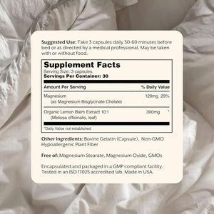 Promix Nutrition Relax | Sleep + Muscle Recovery | Magnesium Bisglycinate Chelate + Organic Lemon Balm Extract - 90 Count Capsule