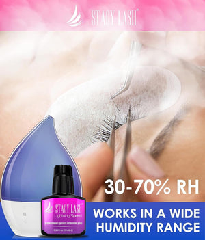 STACY LASH Lightning Speed Eyelash Extension Glue 10ml/0.34 fl.oz / 0.3 Sec Dry/Retention – 6-8 Weeks/Extra Strong Black Adhesive/Lash Tech Supplies