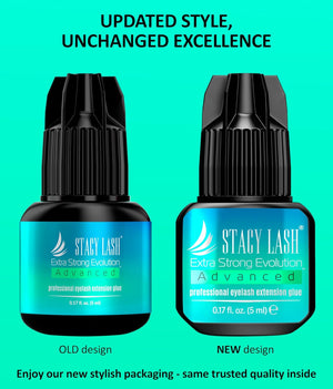 STACY LASH Extra Strong Evolution Advanced Eyelash Extension Glue (0.17fl.oz/5ml)/ 1Sec Dry /6Weeks Retention/Black Adhesive/Lash Tech Supplies