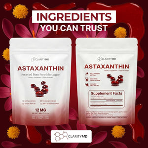 Astaxanthin 12mg Antioxidants Supplement – Natural Microalgae Source – Lipid-Based Softgel for Enhanced Absorption – Cognitive, Vision & Joint Support – 30 Softgels (Pack of 2)