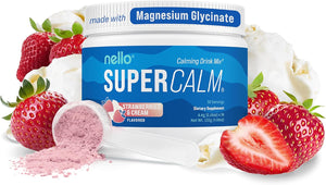 Nello Supercalm Powdered Drink Mix, Cortisol Reducer and Sleep Aid Supplement, L Theanine, Ksm-66 Ashwagandha, Magnesium Glycinate, Vitamin D 3, No Sugar, Non GMO, On The Go, 20 Ct, Honeydew Melon