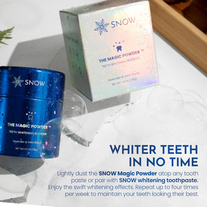 Snow Teeth Whitening Magic Powder - Teeth Whitening Kit Supplement, Adds Whitening Effects to Any Toothpaste, Oral Care Product with Calcium Carbonate for White Teeth, Lavender & Mint Flavor - 0.63-oz