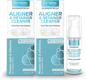 EverSmile AlignerFresh Extra Whitening Foam – Cleaner Compatible w/Invisalign and All Clear Aligners and Retainers – Eliminates Bacteria, Whitens Teeth, Fights Bad Breath – 50ml (1 Pack)