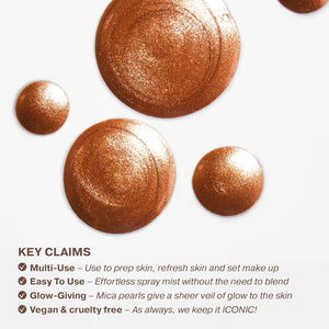 ICONIC LONDON Prep-Set-Glow | Hydrating + Setting + Glowing Spray, 3-in-1 Formula for a Dewy, Radiant Finish