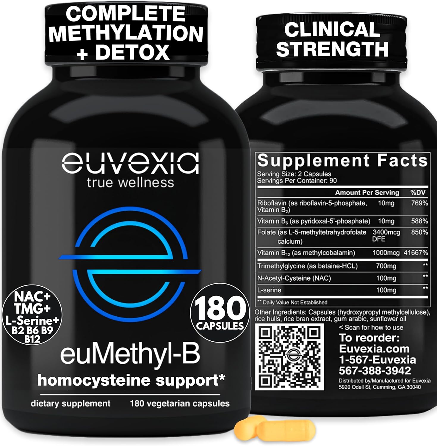 Methylated B Complex Vitamins Riboflavin B6 B12 Folate L-Serine NAC & TMG Supplements Brain Heart MTHFR Immune Support - Methylated Multivitamin L Methylfolate Active 5-MTHF (180) Dr Ekberg euMethyl-B