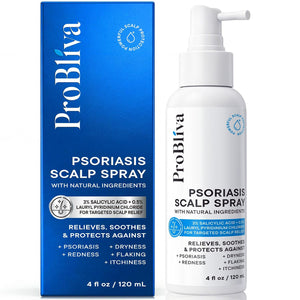 ProBliva Psoriasis Scalp Spray – Scalp Treatment for Psoriasis, Dandruff & Seborrheic Dermatitis – On-Demand Itch Relief – Helps Reduce Flaking & Dryness – Lightweight & Non-Greasy (4 fl oz)