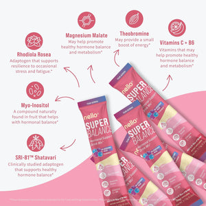 Nello Superbalance Hormonal Support Drink Mix, SRI-81 Shatavari, Myo-Inositol, Rhodiola Rosea, Vitamin C, Magnesium, Theobromine (20 Servings, Blueberry Acai)