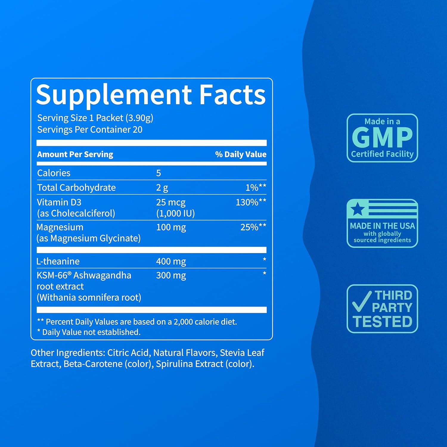 Nello Supercalm Powdered Drink Mix, Cortisol Reducer and Sleep Aid Supplement, L Theanine, Ksm-66 Ashwagandha, Magnesium Glycinate, Vitamin D 3, No Sugar, Non GMO, On The Go, 20 Ct, Honeydew Melon