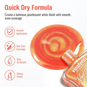Iridescent Coral Nail Polish, Quick Dry Pearlescent Orange 15ml