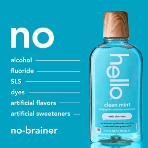 Hello Antiplaque Whitening Fluoride Free Toothpastes and Clean Mint Alcohol Free Mouthwash Bundle Pack, Whitening Toothpaste and Antigingivitis Gum Mouthwash Pack, No Alcohol for Zero Burning