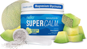 Nello Supercalm Powdered Drink Mix, Cortisol Reducer and Sleep Aid Supplement, L Theanine, Ksm-66 Ashwagandha, Magnesium Glycinate, Vitamin D 3, No Sugar, Non GMO, On The Go, 20 Ct, Honeydew Melon