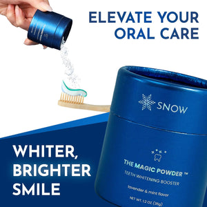 Snow Teeth Whitening Magic Powder - Teeth Whitening Kit Supplement, Adds Whitening Effects to Any Toothpaste, Oral Care Product with Calcium Carbonate for White Teeth, Lavender & Mint Flavor - 0.63-oz