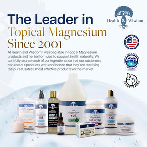 Health and Wisdom Pure Magnesium Gel with Seaweed Extract and Aloe Vera - Topical Muscle & Joint Relief- Natural and Pure Skin & Scalp Moisturizing - Enhanced Absorption - 64 Fl oz