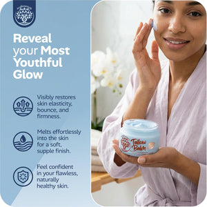Copper Peptide GHk-Cu & Methylene Blue Infused Whipped Grass Fed Tallow Balm, Fine lines, Wrinkles, Eczema, Acne, Full body Moisturizer, For All Skin, With Organic Ingredients (1.7oz)