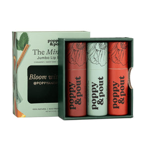 Jumbo Lip Balm Gift Set (3-Pack, Warm Flavors) | Poppy & Pout All Natural Lip Balms & Moisturizers | Hydrates with Beeswax, Vitamin E, Organic Coconut Oil | Cruelty-Free | Recyclable Cardboard Tube