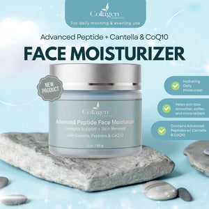 GHK-Cu Copper Peptide Face Cream with CoQ10 & Collagen – Hydrating & Firming Daily Moisturizer for Mature, Dry Skin, infused with Centella Asiatica (2 oz)