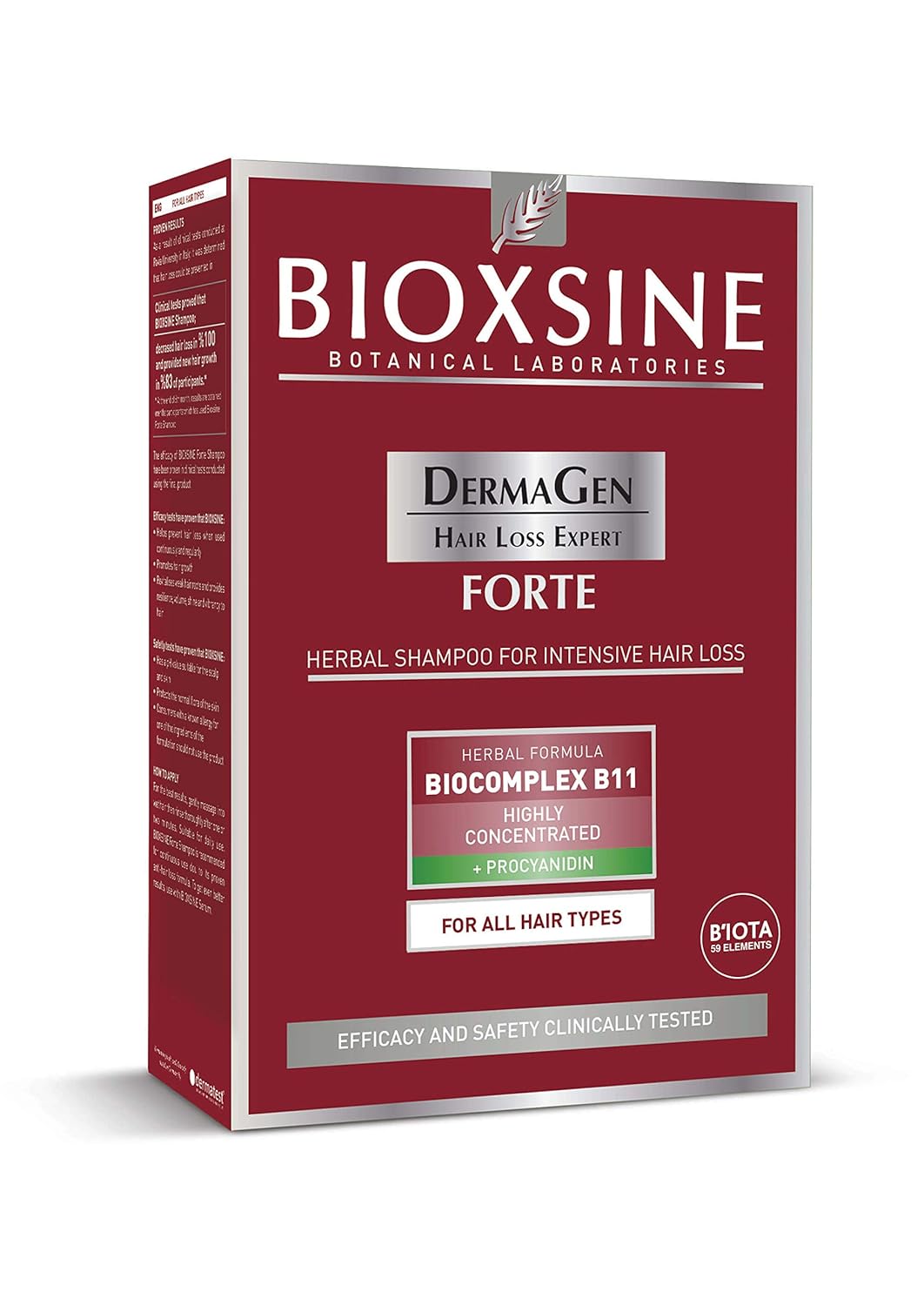 Bioxsine Forte herbal shampoo for severe hair loss for men and women, natural hair growth agent for all hair types, hair growth shampoo 300 ml
