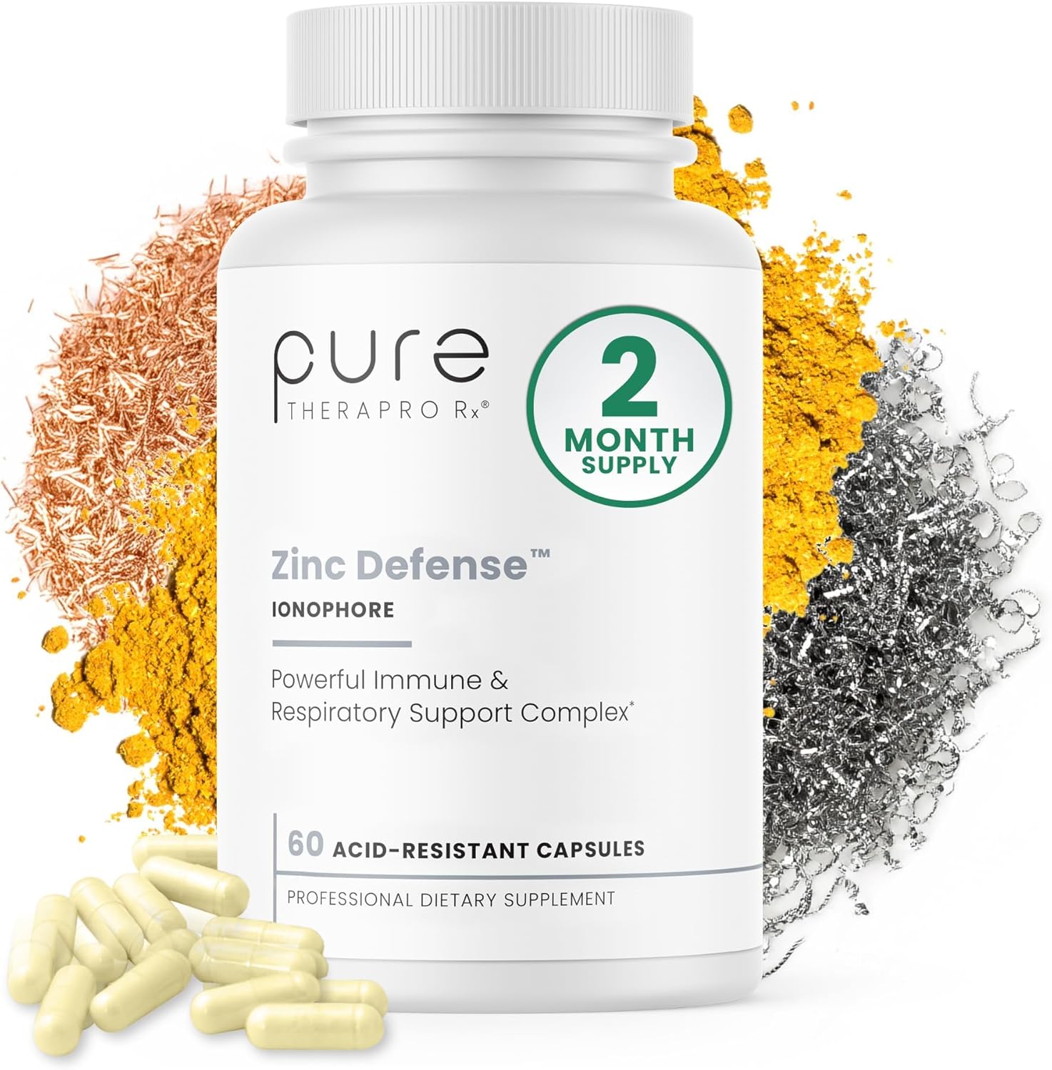 Zinc Defense | Zinc + Copper + Quercetin | 60 Servings in Vegan Capsules | L-OptiZinc & Quercefit Ionophore | Chelated Minerals | Immune, Gut, & Hormonal Balance Support