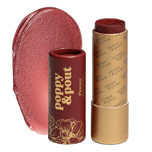 Poppy & Pout All Natural Lip Tint, Cardboard Tube, Hand-Filled, Beeswax, Vitamin E, Coconut Oil, Cruelty Free, All-Natural Shades (Roxie)