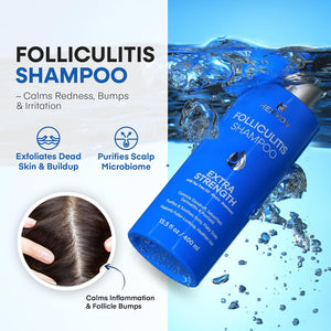 Hermon Folliculitis Shampoo for Itchy Scalp: Psoriasis, Dandruff & Seborrheic Dermatitis & Biotin – Soothes | Exfoliates | Reactivates Follicles 2 Packs